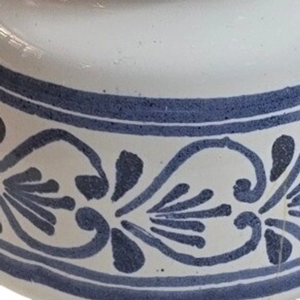 Vintage Varoslodi Majolik Hungary Blue White Ceramic Milk Creamer Pitcher 5in
